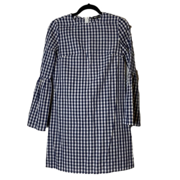 𝅺SHEIN Blue White Gingham Mini Dress size XS - Picture 1 of 6